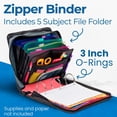 thumbnail image 3 of Case-it The Mighty Zip Tab Zipper Binder - 3 Inch O-Rings - 5 Color Tab Expanding File Folder - Multiple Pockets - 600 Sheet Capacity - Comes with Shoulder Strap - Coral D-146, 3 of 7