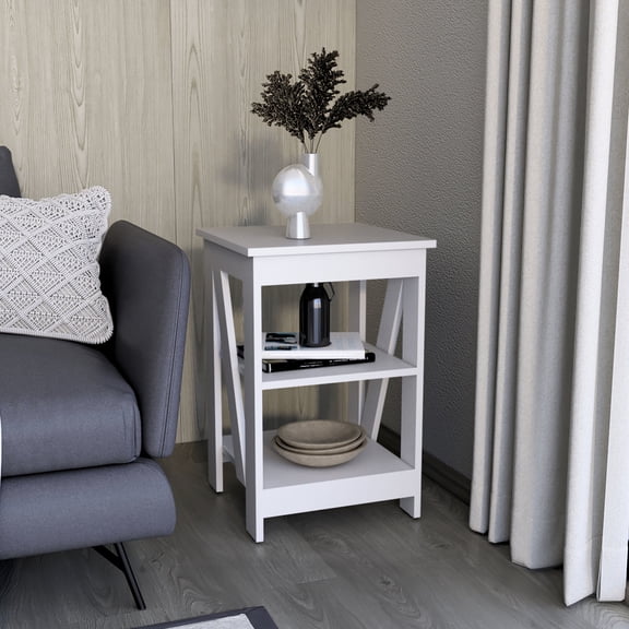 Shelved End Table / Suitable for Primary Living Spaces