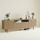 thumbnail image 1 of VERDALAY Mueble para TV con 2 puertas Soporte para TV Organizador para televisión Mueble para TV de madera con tira de luz Soporte para TV de madera con patas altas Consola para TV, roble, 1 of 16