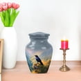 thumbnail image 7 of JAGASY Crow Memorial Urn for Ashes Adult Male, Grey Small Urns for Human Ashes Keepsake, Mountain Valley Decorative Urns for Couple, Grassy Cliff Cremation Urn for Husband & Wife, (3 Inch), 7 of 7