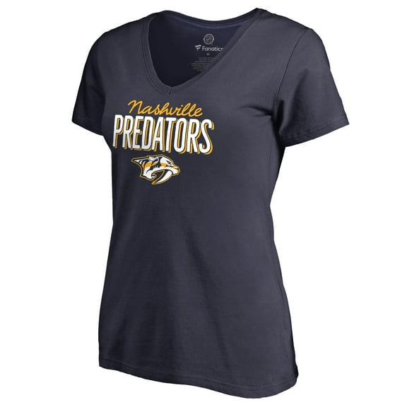 Women's Navy Nashville Predators Nostalgia V-Neck T-Shirt