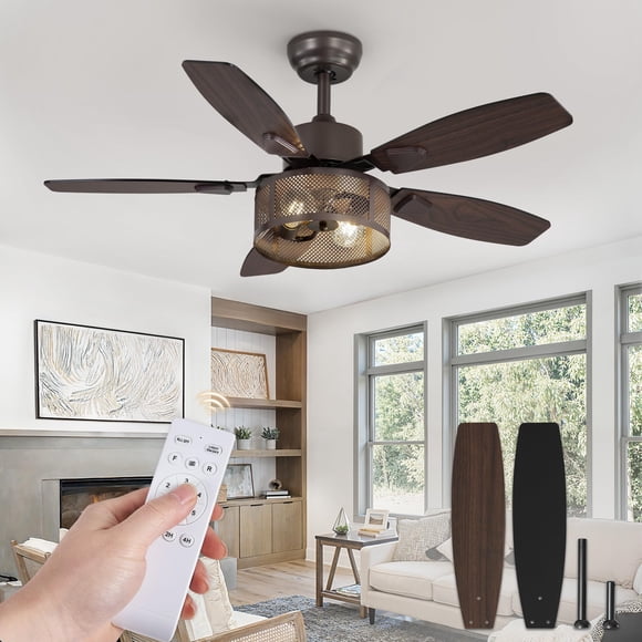 Ventilador de Techo Fanbulous 42" Bronce Aceitado con Luz y Control Remoto de 6 Velocidades