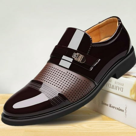 

Shoes Men Luxury Ventilation Pointed Toe Business Casual  Patent Leather Wedding