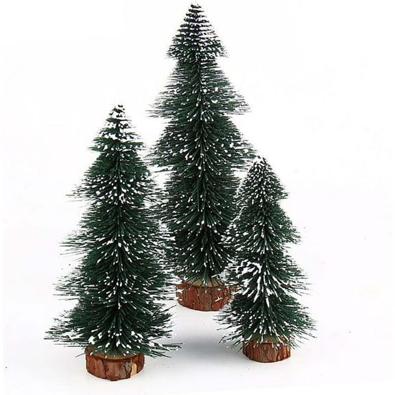 Mini Christmas Tree 3Pcs Bottle Brush Christmas Trees Artificial Tiny Table Top Miniature Tree White Sisal Snow Frost Fake Trees for Xmas Indoor Tabletop Desk Desktop Bedroom Decorations