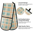 thumbnail image 4 of Dailycode Double Sided Oven Mitt with Loop Heat Resistant Kitchen Long Potholders 7" x 35" Turquoise Orange White Plaid, 4 of 6