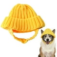 thumbnail image 2 of Knitted Dog Hat with Pom-Poms, Warm Winter Windproof Pet Cap for Small Dogs, Cute Puppy Clothing for Cold Weather, New Year Christmas Accessory, Yellow, 2 of 9