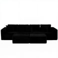 thumbnail image 4 of SEENYOO 132" Cloud Couch, U Shaped Sectional Couch, Striped Corduroy Modular 6-Seater Sofa for Living Room Bedroom, Reversible Chaise, Free Configuration, No Assembly, Black, 4 of 14