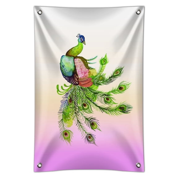 Watercolor Peacock Feathers Home Business Office Sign