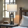 thumbnail image 3 of Cinkeda 3 Way Dimmable Table Lamp Set of 2 with AC Outlet USB A+C Charging Ports Touch Control Nightlight for Bedroom Living Room 27" Industrial Black Bedside Nightstand Lamps, 3 of 7