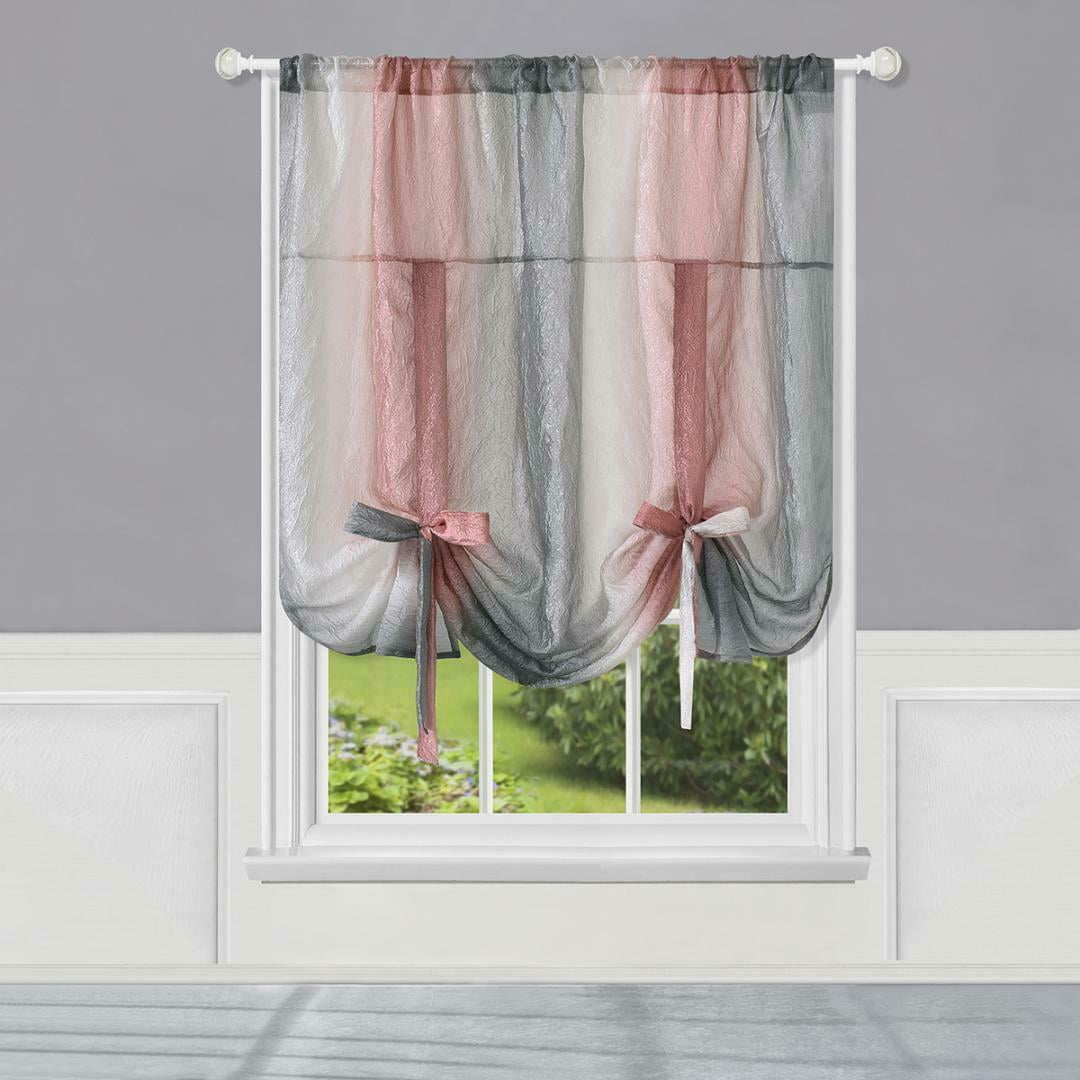 Royal Ombre Crushed Semi Sheer Tie Up Curtain Window Shade Blush