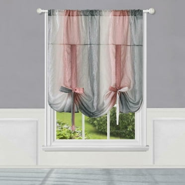 Royal Ombre Crushed Semi Sheer Tie Up Curtain Window Shade - Blush/Silver