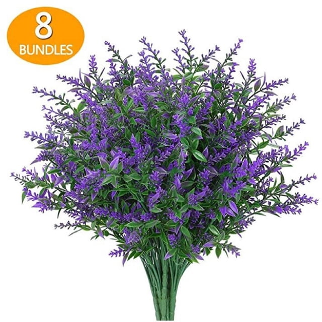 Ramo de lavanda púrpura artificial de plástico Sehao de 15" (8 unidades)
