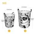 thumbnail image 3 of Balery Floral Sugar Skull Portrait Cesta de ropa redonda con asas, impermeable, independiente, para ropa, juguetes, dormitorio y familia-Small, 3 of 6