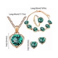 thumbnail image 5 of 4pcs Collar, Pendientes, Anillo Y Pulsera Corazón De Cristal Verde Dorado, 5 of 5