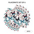 thumbnail image 2 of Placemats Set Of 4 / 6, Butterfly Print B Placemats For Dining Table Indoor/Outdoors Heat Resistant Washable Placemats 18" X 12", 2 of 8