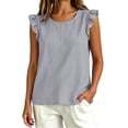 thumbnail image 5 of SSZMDLB Women Plus Size Sleeveless Tank Top Round Neck Ruffle Hem Summer Casual Basic Tee Flowy Loose Fit Travel Vacation Outfits, Gray 5XL, 5 of 6