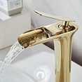 thumbnail image 4 of Grifo de baño en cascada grifo de lavabo mezclador alto dorado CHAO, 4 of 5