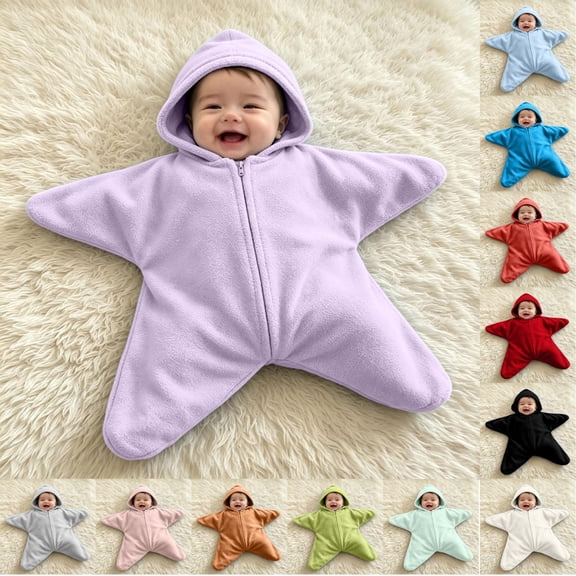 Cute Baby Starfish Onesie, Soft Fleece Newborn Jumpsuit, Thick Warm Infant Footie Romper and Sleeping Sack (Green,Size:6M)