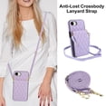 thumbnail image 2 of Crossbody Wallet Case Compatible for iPhone 16e, RFID Blocking Protective Purse Case Cover with Card Slots Holder Kickstand Shoulder Strap Lanyard Magnetic Closure 6.1 Inch, Purple, 2 of 8
