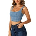thumbnail image 4 of INSPIRE CHIC Denim Corset Tops for Women's Sleeveless Bustier Jean Crop Tank Top, 4 of 5
