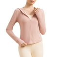 thumbnail image 2 of RongHuan Womens UPF 50+ Cropped Jacket Lightweight Zip up Sun Shirt Athletic Hoodie Jacket Casual Long Sleeve Tops, 2 of 5