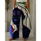 thumbnail image 2 of Pantalones de mujer europeos y americanos con estampado de grafiti, pantalones casuales holgados con bolsillos, 2 of 6