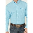 thumbnail image 3 of Wrangler Men's George Strait By Plaid Print Long Sleeve Button-Down Stretch Turquoise Medium, 3 of 4