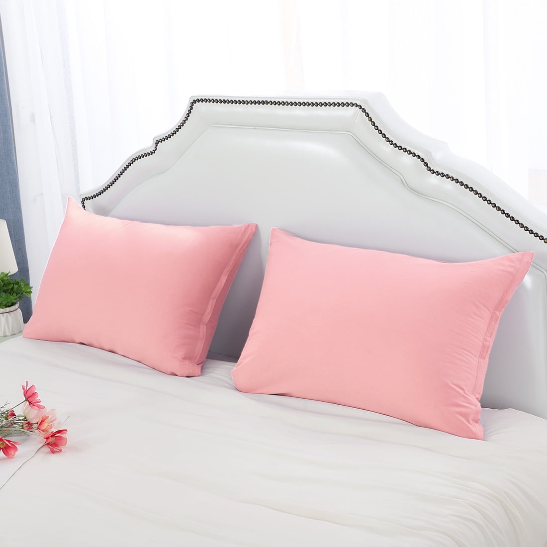 Unique Bargains Pillowcases 2-Piece Egyptian Cotton Pillow Cover Light Pink Standard
