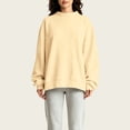 thumbnail image 6 of Brown Sweatshirt for Womens Mock Neck Sweatshirt Oversized Drop Shoulder Loose Long Sleeve Pullover Top Casual No Hood Fleece Sweatshirt, 6 of 6