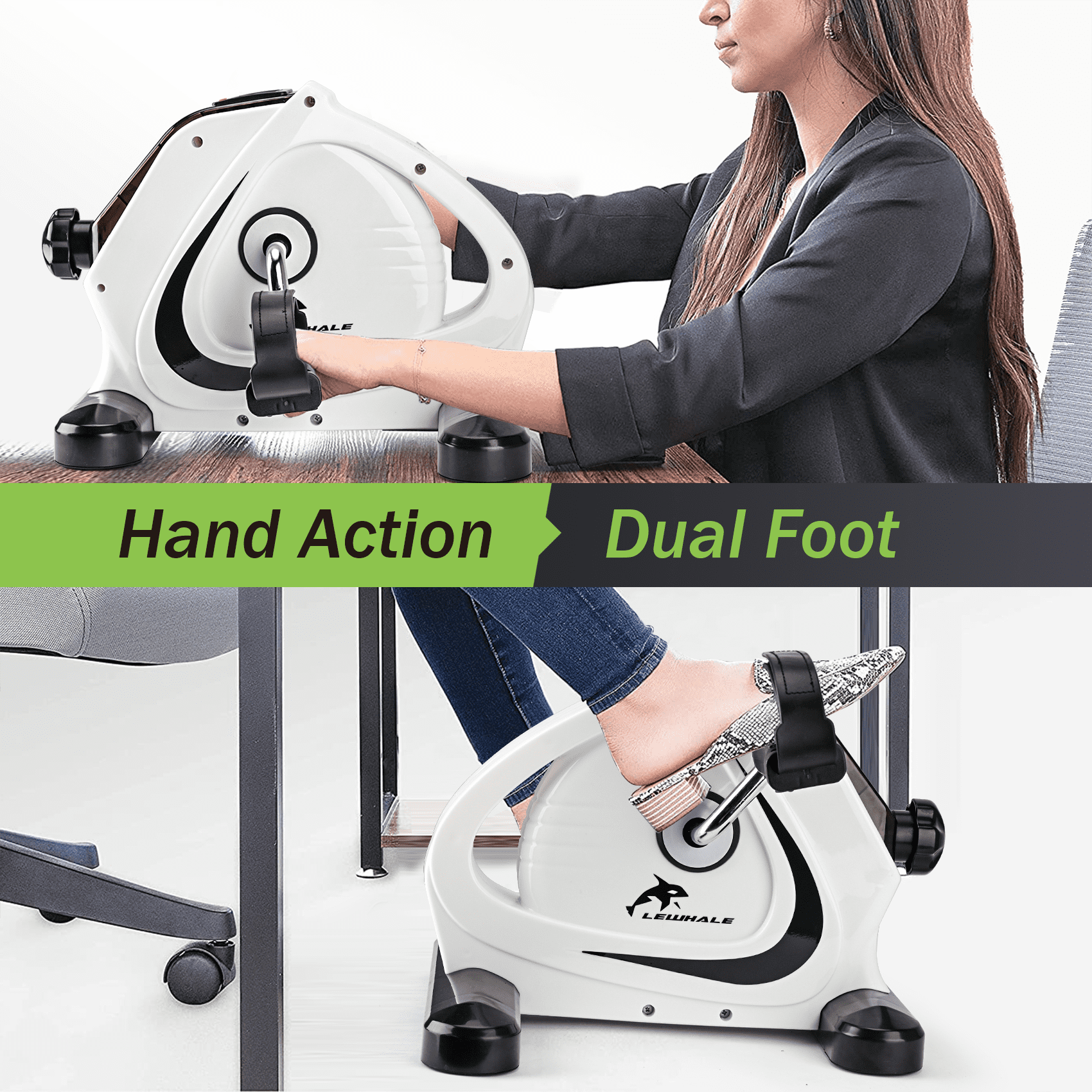 Lewhale Under Desk Exercise Bike Physical Therapy Leg Pedal Exercisers with Special Nail Pad