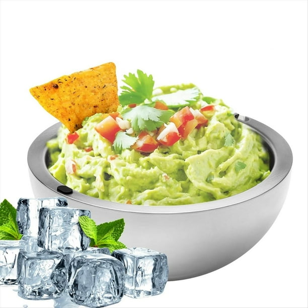 Tazón Enfriador para Salsas - Capacidad Grande de 35 Oz - Tazón de Acero Inoxidable para Servir Hielo Congelado - Bandeja para Salsas - Conserva la Salsa