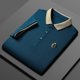 thumbnail image 5 of Camisa de manga corta para hombre, camisas de moda informales con solapa que absorben el sudor, camiseta para hombre Azul marino 4XL, 5 of 9