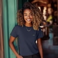 thumbnail image 3 of Dalix Butterfly Cropped Tee Lightweight High Waisted Short Sleeve Summer Shirt Womens in Navy L Large, 3 of 5
