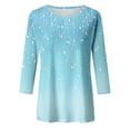 thumbnail image 3 of Women Fashion Print Casual Point Sleeve Round Neck T Shirt Top Women T Shirts Summer Women T Shirts Loose Womens Long Top Apparel Shirt Tees Tops for Women Tunics for Women Summer Exercise Tops Long, 3 of 3