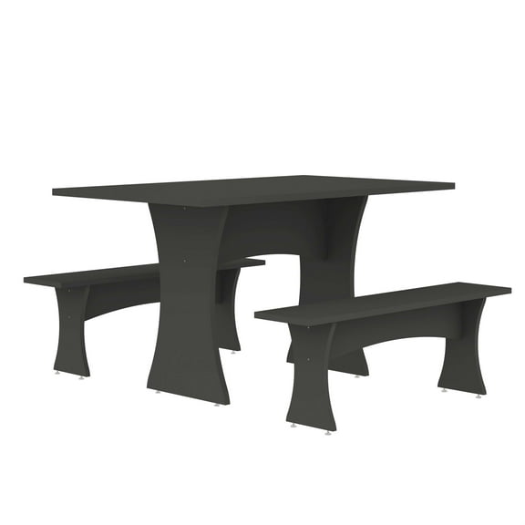 Manhattan Comfort Coney 3-Piece Mid-Century Modern Dining Set in Gray