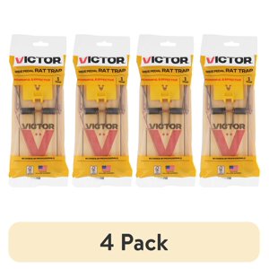 Victor Wide Pedal Rat Trap, 4-Pack Wooden Snap Traps