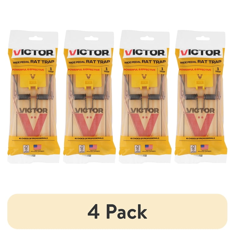 Victor Wide Pedal Rat Trap, 4-Pack Wooden Snap Traps photo 1