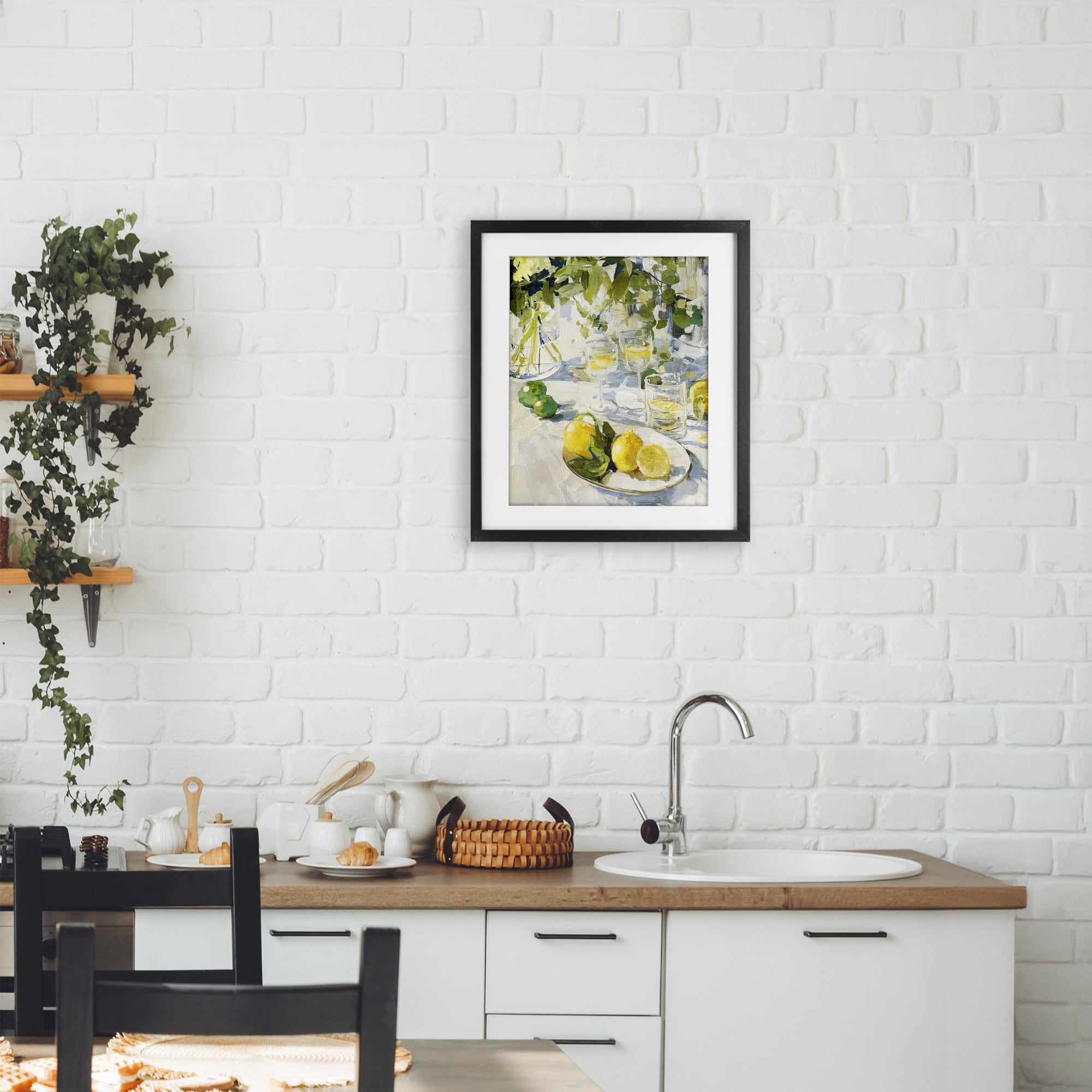 Stupell Industries Meringue Lemons Table Spread Black Framed Print Under Glass, design by Annabelle Hall