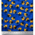 thumbnail image 2 of Soimoi Blue Japan Crepe Satin Fabric Leaves & Floral Clip Art Decor Fabric Printed Yard 42 Inch Wide, 2 of 3