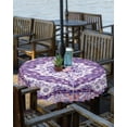 thumbnail image 2 of Hokiten Outdoor Tablecloths with Umbrella Hole & Zipper, Purple Boho Round Tablecloth 54 Inch, Ethnic Geometric Middle Century Art Waterproof Table Cloth, Patio/Pool/Picnic Table Covers, 2 of 7