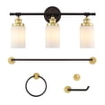 thumbnail image 3 of JONATHAN Y Egan 23.25" 3-Light Classic Cottage Vanity Light with Frosted Glass Shades and Bathroom Hardware Accessory Set, Oil Rubbed Bronze/Gold Painting (5-Piece), 3 of 10