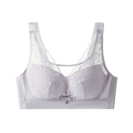 Gnurob Women s Lace No Underwire Bra Full Coverage Push Up Bralette Beauty Back Smoothing Bras Padded Wireless Bralettes Clearance Deals 07-Purple 38/85C