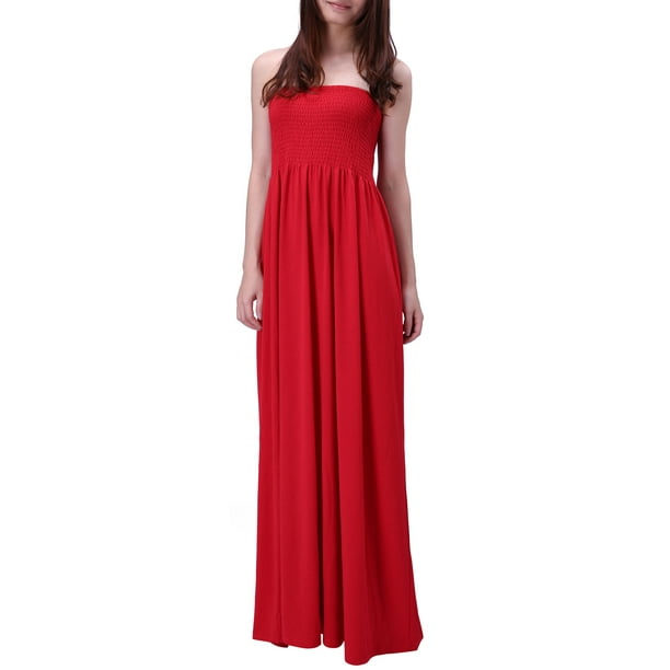 HDE Women's Strapless Maxi Dress Plus Size Tube Top Long Skirt