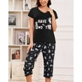 thumbnail image 3 of MyFav Women's Capri Pajama Sets Plus Size Sleepwear Top with Capri Pants 2 Piece Loungewear Set,XL, 3 of 6