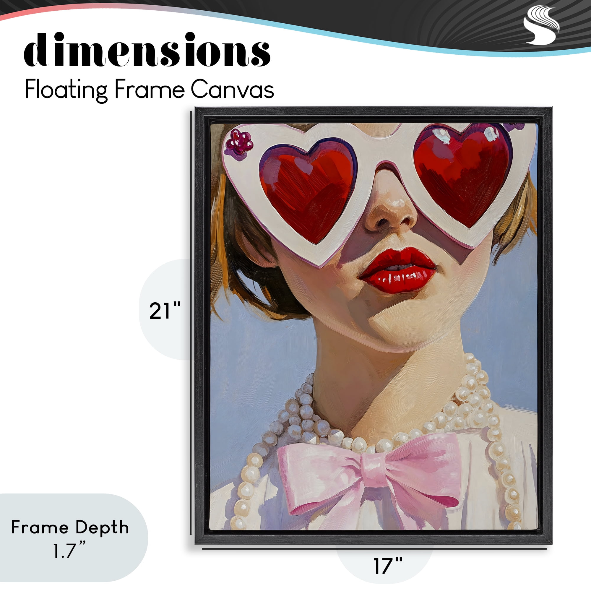 Stupell Industries Romantic Red Heart Glasses Black Framed Floater Canvas Wall Art, design by The Prints Vibe