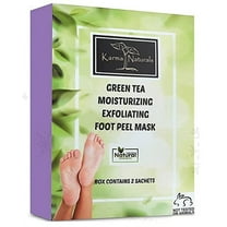 Foot Peel Mask Green Tea Moisturizing Exfoliating Foot Masks - Karma Organic Feet Peeling Masks for Dry Cracked Feet, Remove Dead Skin & Calluses - Removes & Repairs Rough Heels, Dry Toe Skin