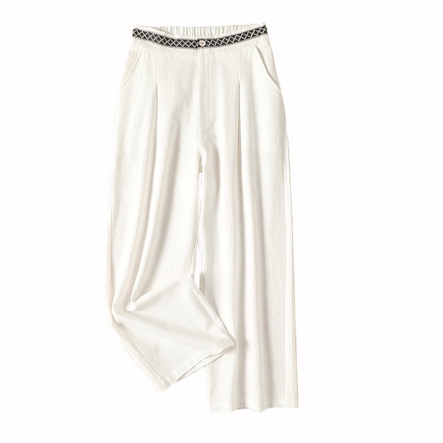 Timegard Lounge Pants pour Femmes Pantalon Léger à Jambe Droite Taille Élastique Froncée Automne Décontracté