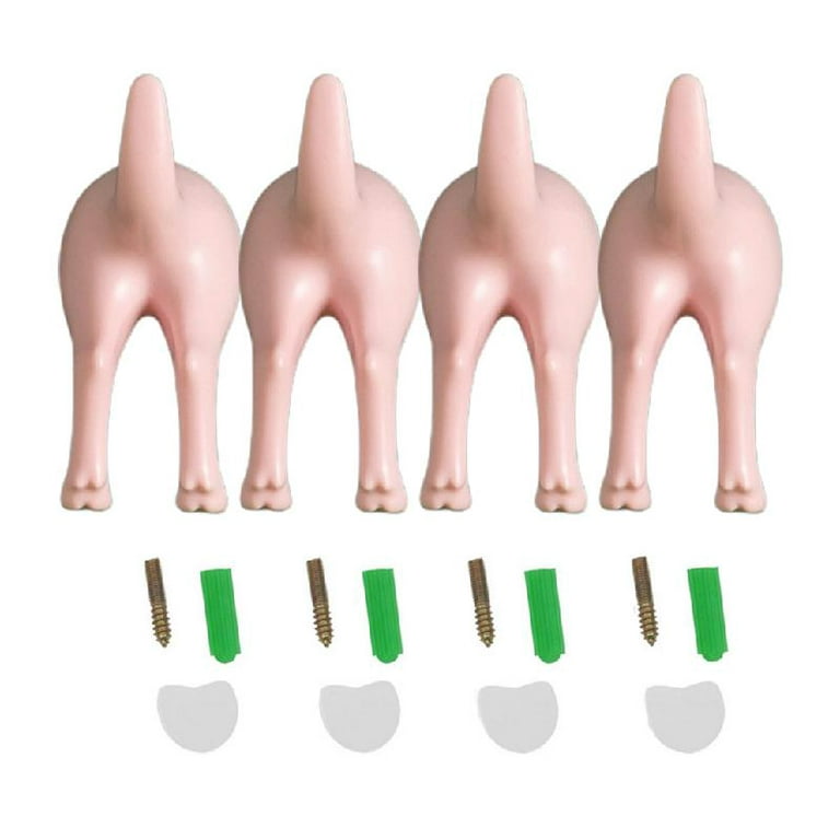 TINYSOME 4Pcs Nordic Style Cute Plastic Dog Tail Hooks with Screws