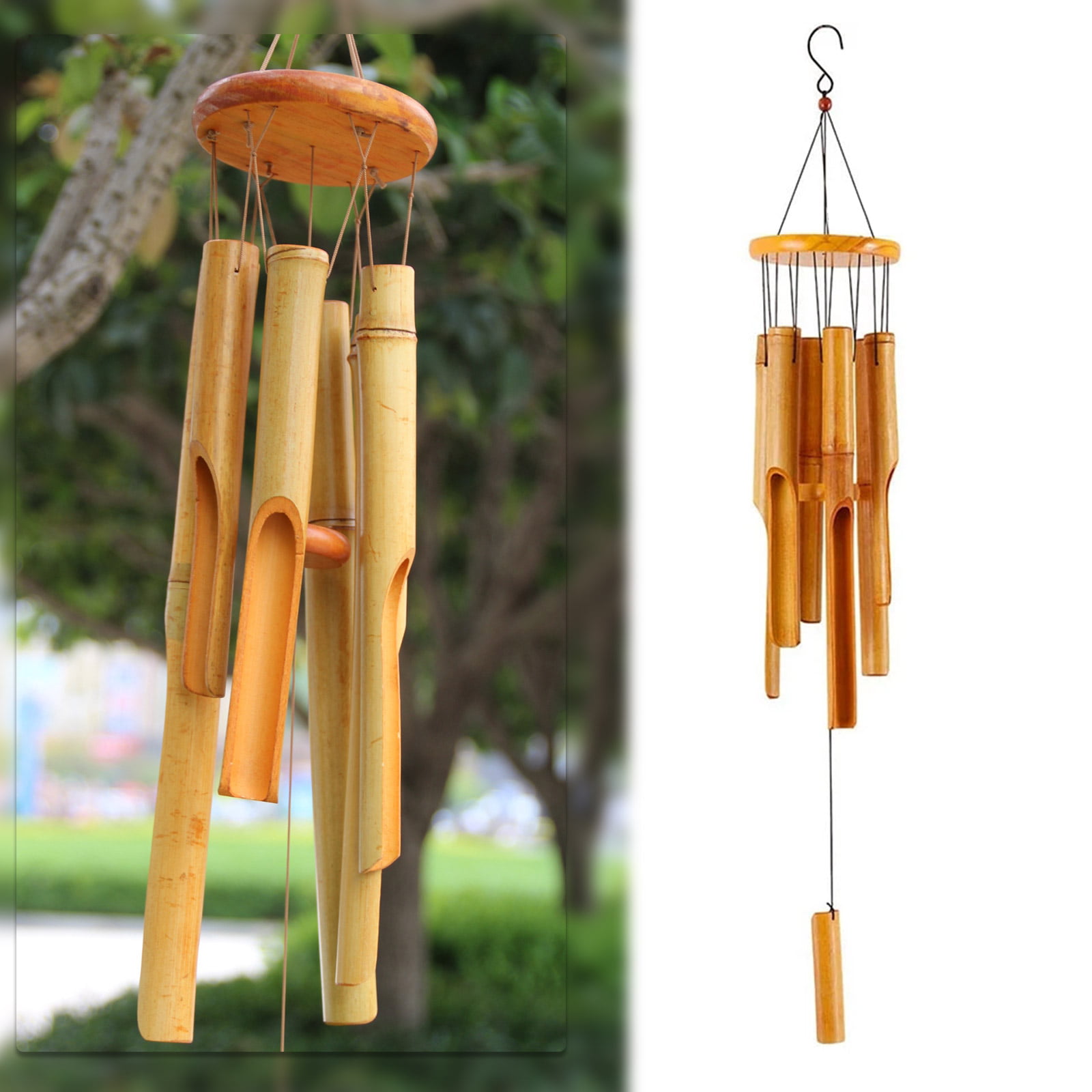 Handmade Coconut Bamboo  Wind Chimes Outdoor Living Yard Tubes Bells Garden Deco 