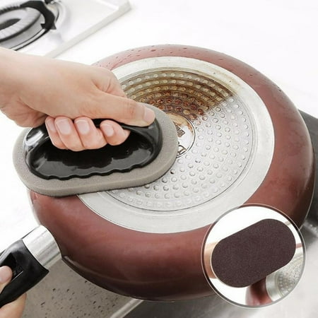 

ForestYashe Emery Sponge Brush Eraser Scrub Handle Grip Sink Pot Bowl Kitchen Cleaning Tool other Cleaning Brush Brown